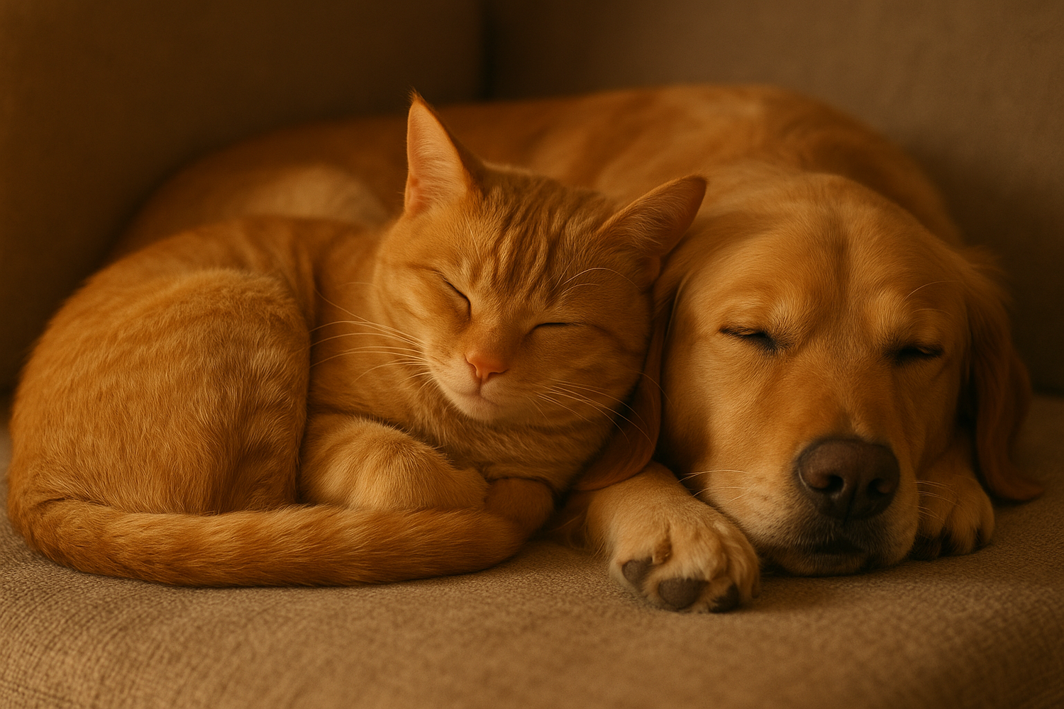 cat and dog sleppy together